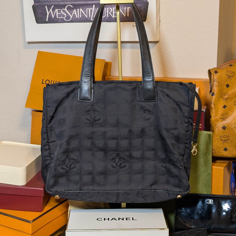 Chanel Black Tote Bag Travel Line Includes COA